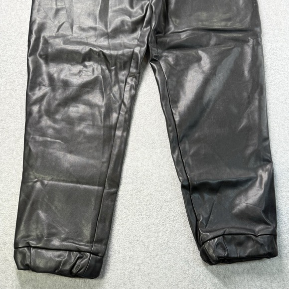 Abercrombie & Fitch Faux Leather Joggers Pants Black‎ Size M Drawstring Waist - Picture 4 of 11